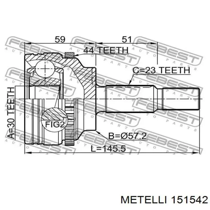 Junta homocinética externa dianteira Metelli 151542 preço, a partir de 33,94 USD