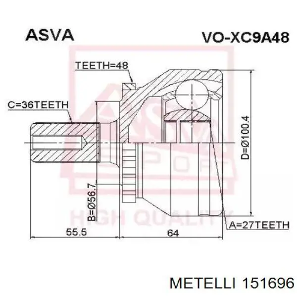 Junta homocinética externa dianteira Metelli 151696 preço, a partir de 51,71 USD