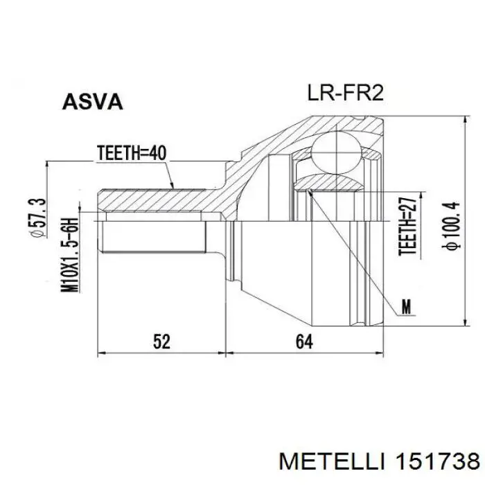 Junta homocinética externa dianteira Metelli 151738 preço, a partir de 38,72 USD
