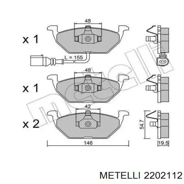 Sapatas do freio dianteiras de disco Metelli 2202112 preço, a partir de 46,67 USD