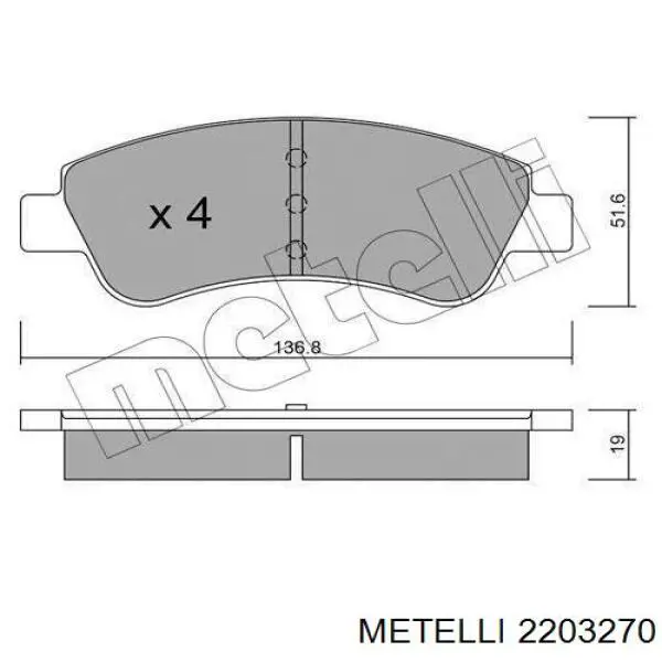 Sapatas do freio dianteiras de disco Metelli 2203270 preço, a partir de 24,28 USD