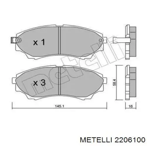 Sapatas do freio dianteiras de disco Metelli 2206100 preço, a partir de 27,86 USD