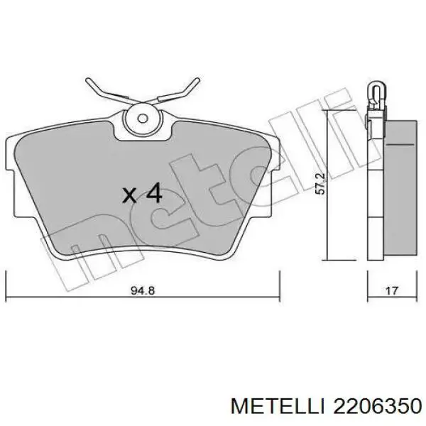 Sapatas do freio traseiras de disco Metelli 2206350 preço, a partir de 19,42 EUR