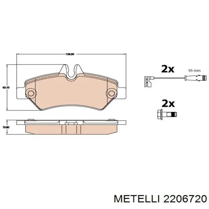 Compre 2206720 Metelli Sapatas do freio traseiras de disco