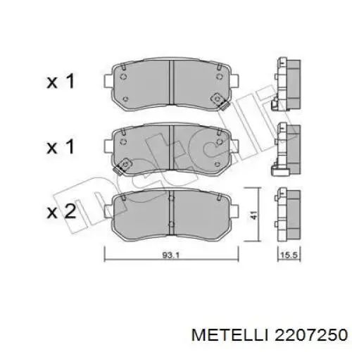 Sapatas do freio traseiras de disco Metelli 2207250 preço, a partir de 24,23 USD