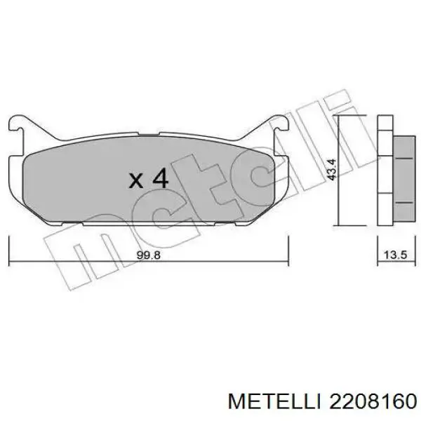 Compre 2208160 Metelli Sapatas do freio traseiras de disco