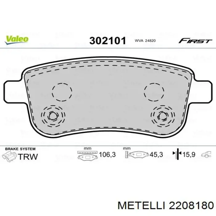 Compre 2208180 Metelli Sapatas do freio traseiras de disco