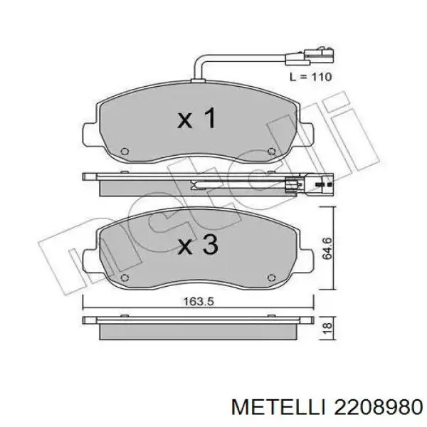 Sapatas do freio dianteiras de disco Metelli 2208980 preço, a partir de 34,93 USD