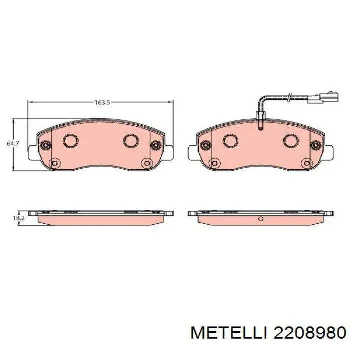 Compre 2208980 Metelli Sapatas do freio dianteiras de disco