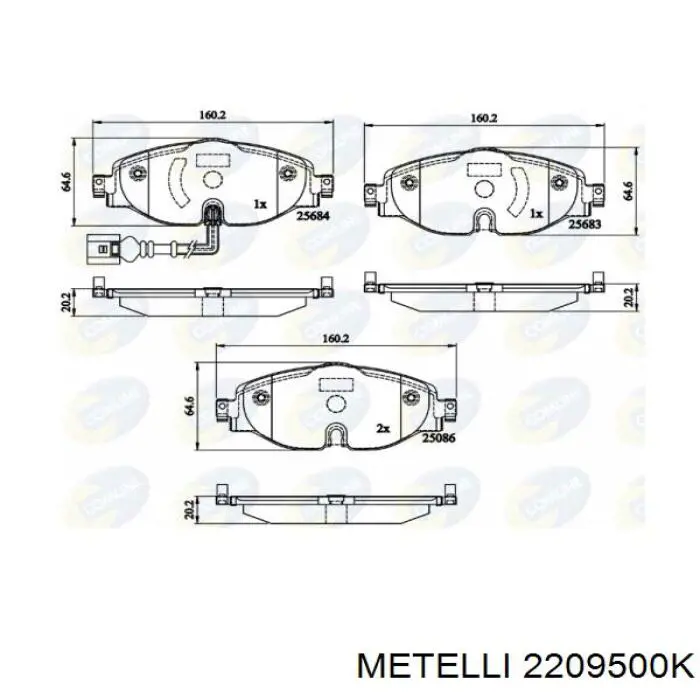 Sapatas do freio dianteiras de disco Metelli 2209500K preço, a partir de 40,40 USD