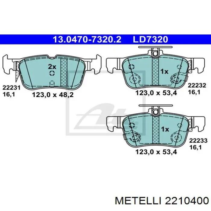 Compre 2210400 Metelli Sapatas do freio traseiras de disco