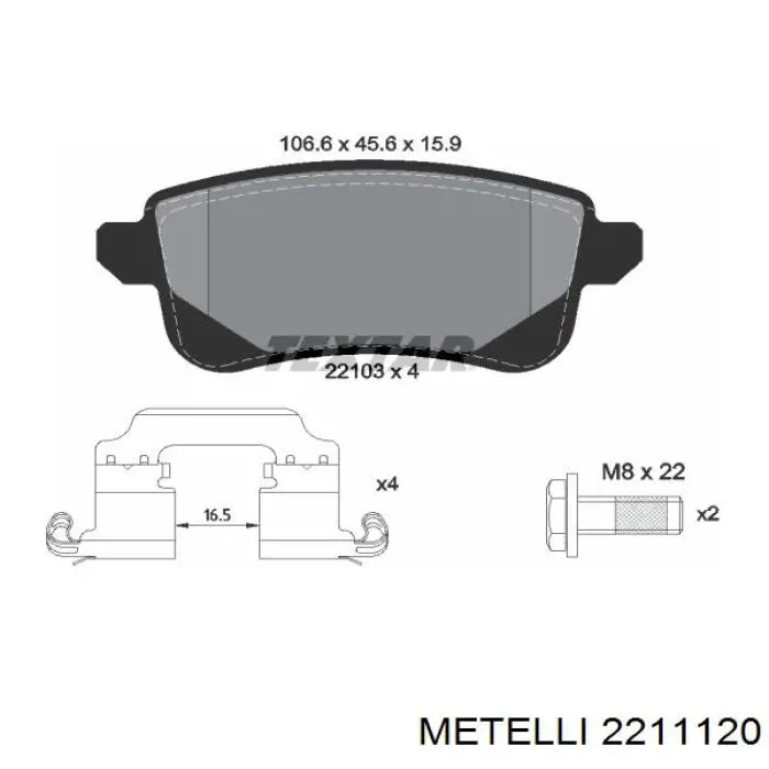 Compre 2211120 Metelli Sapatas do freio traseiras de disco