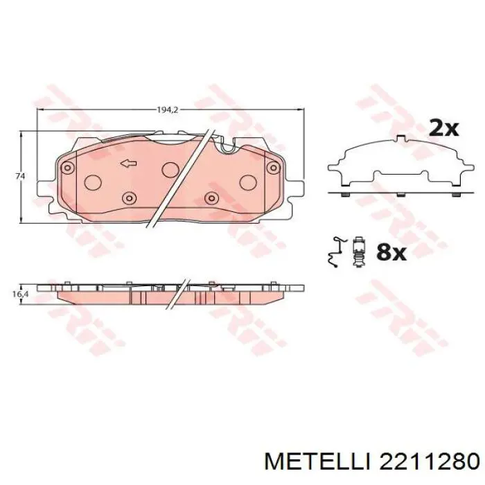 Sapatas do freio dianteiras de disco Metelli 2211280 preço, a partir de 65,27 USD