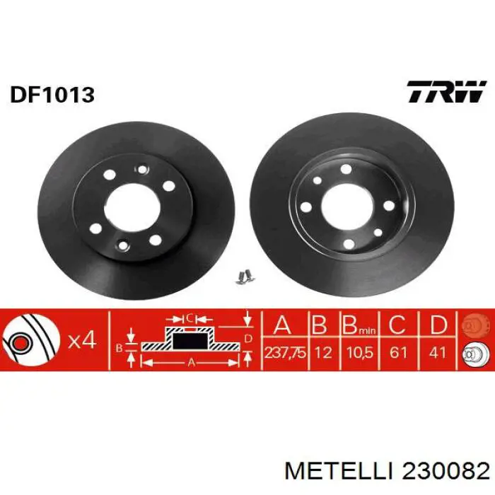 Compre 230082 Metelli Disco do freio dianteiro