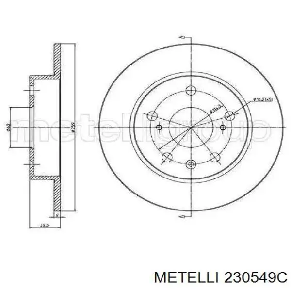 Compre 230549C Metelli Disco do freio dianteiro