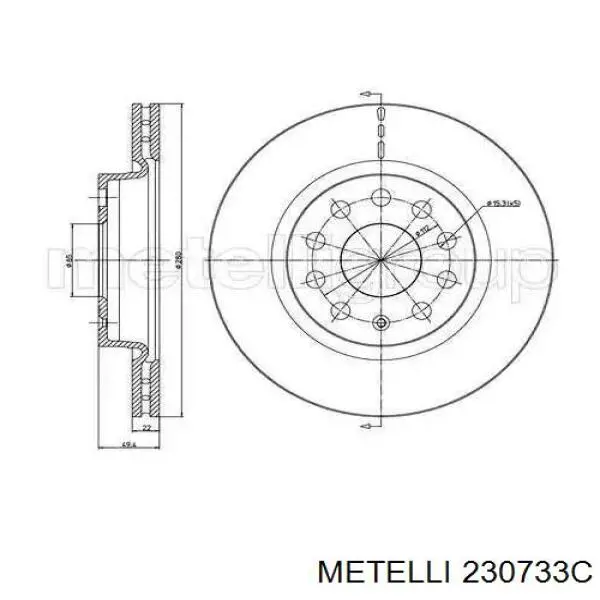 230733C Metelli Disco do freio dianteiro