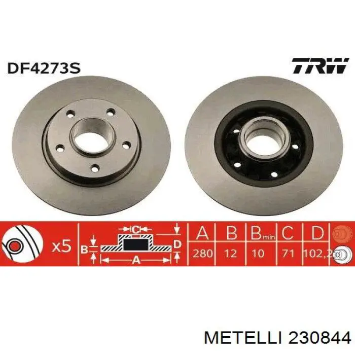230844 Metelli Disco do freio traseiro