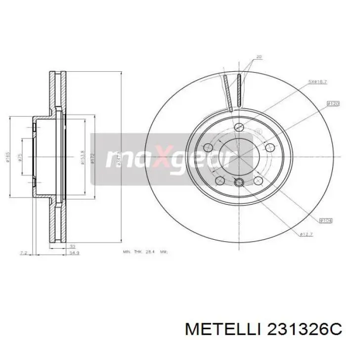 231326C Metelli Disco do freio dianteiro