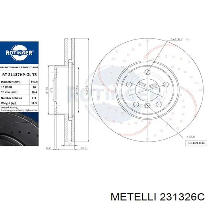 231326C Metelli Disco do freio dianteiro