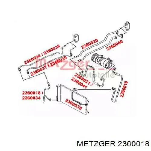 2360018 Metzger Mangueira de aparelho de ar condicionado, desde o radiador até o vaporizador