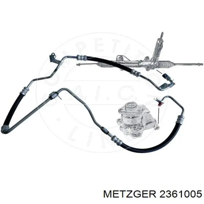 2361005 Metzger Mangueira da Direção hidrâulica assistida de pressão alta desde a bomba até a régua (do mecanismo)