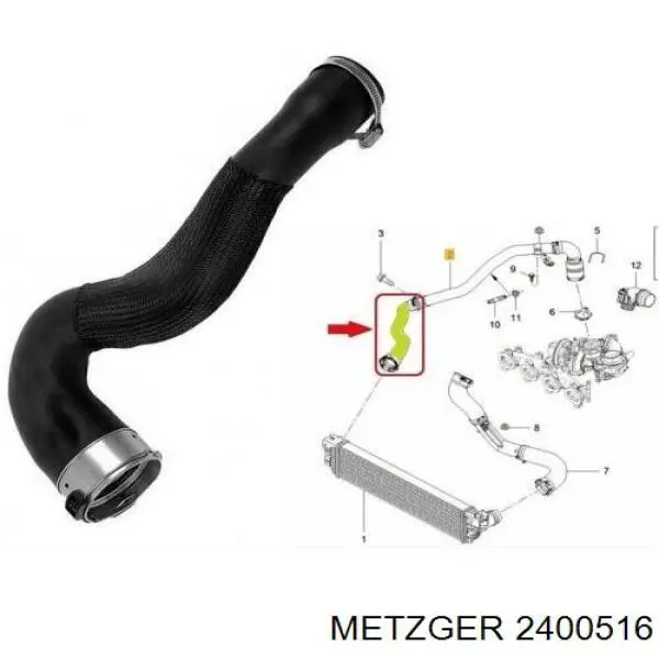 2400516 Metzger Mangueira (cano derivado) de intercooler