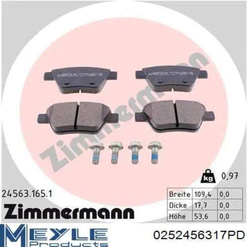 Compre 0252456317PD Meyle Sapatas do freio traseiras de disco