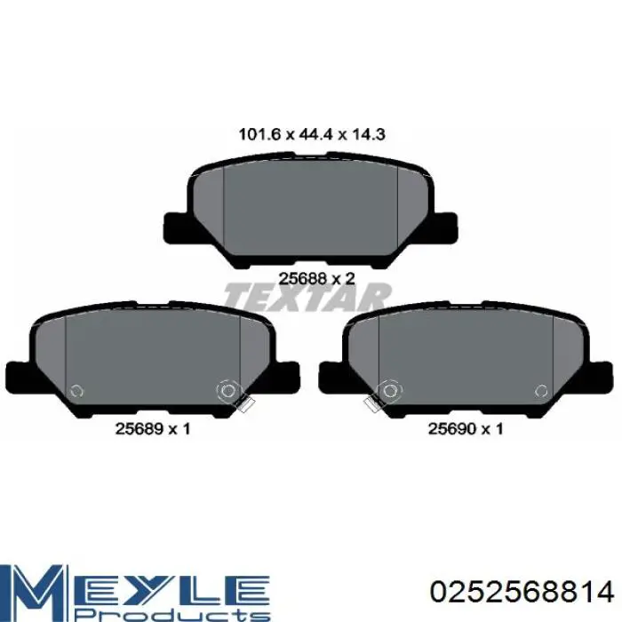 Sapatas do freio traseiras de disco Meyle 0252568814
