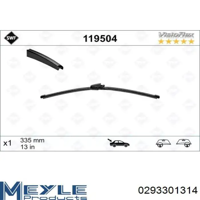 Limpa-pára-brisas de vidro traseiro Meyle 0293301314 preço, a partir de 16,15 USD
