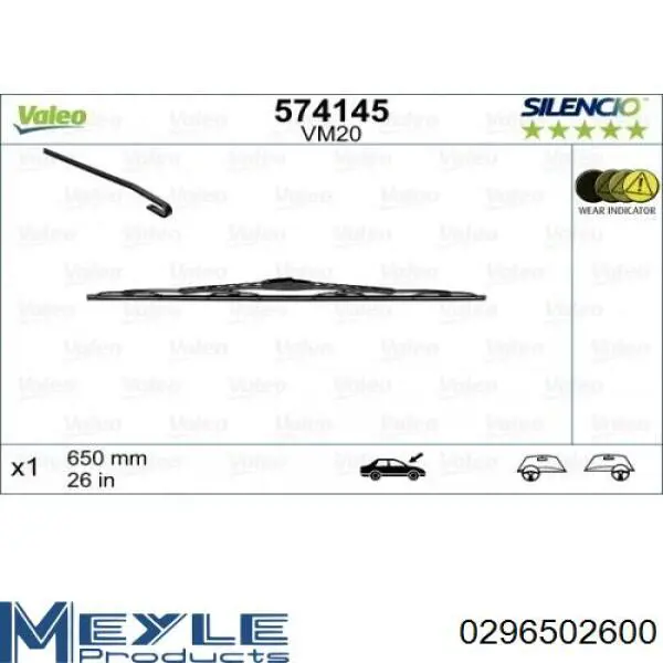 Compre 0296502600 Meyle Limpa-pára-brisas do pára-brisas de condutor