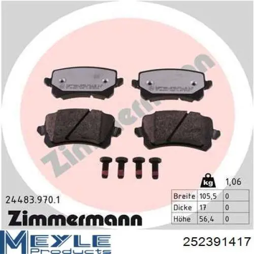 Compre 252391417 Meyle Sapatas do freio traseiras de disco