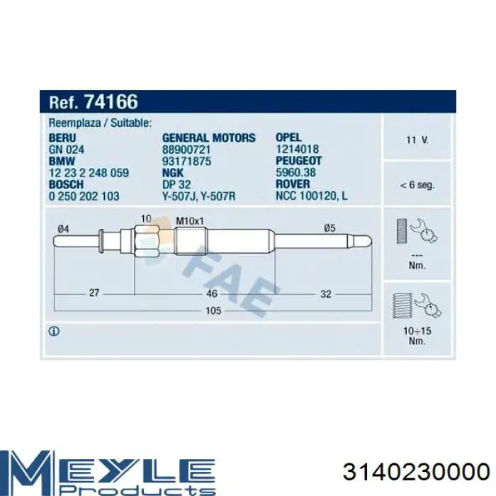 Compre 3140230000 Meyle Vela de incandescência