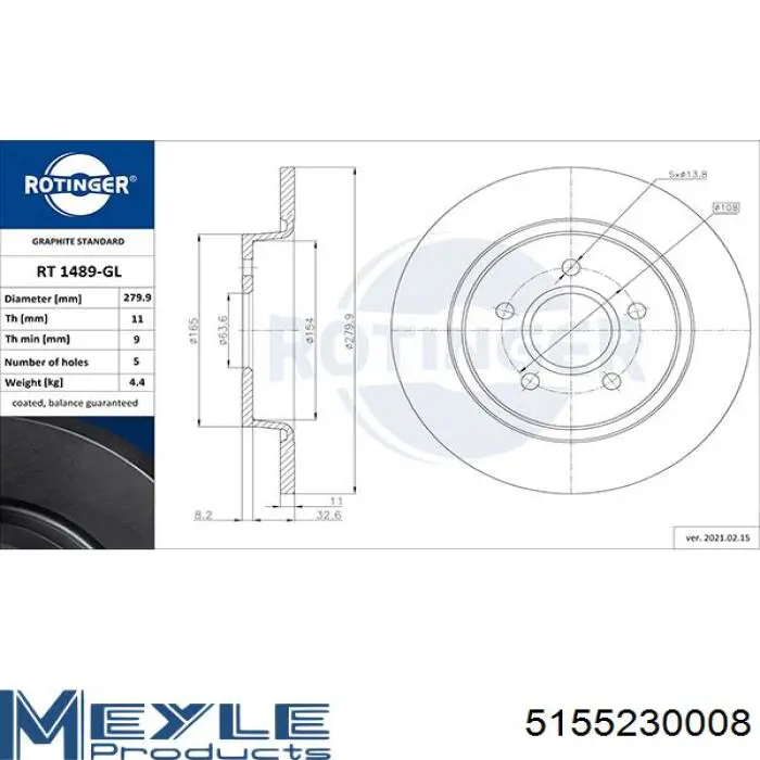 Compre 5155230008 Meyle Disco do freio traseiro
