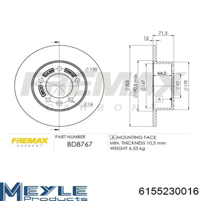 Compre 6155230016 Meyle Disco do freio traseiro