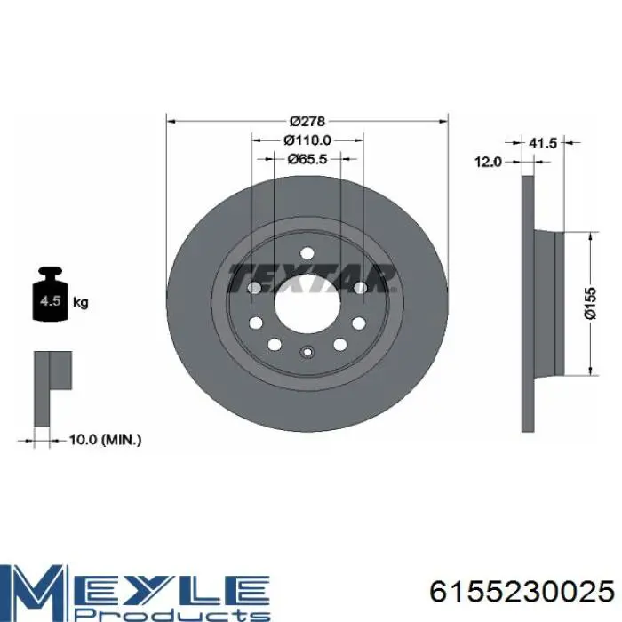 Compre 6155230025 Meyle Disco do freio traseiro