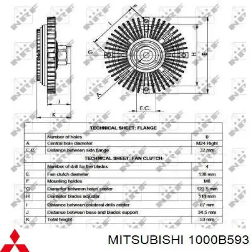 1000B593 Mitsubishi Kit de vedantes de motor completo