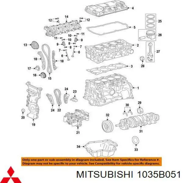 1035B051 Mitsubishi Tampa de válvulas