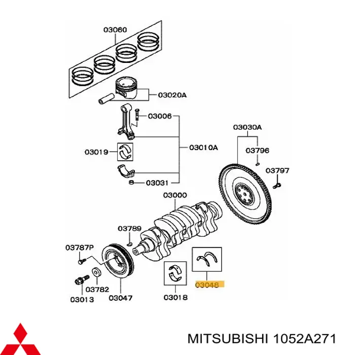 Compre MD116890 Mitsubishi Semianel de suporte (de carreira) de cambota