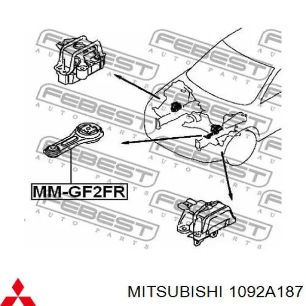 Coxim (suporte) dianteiro de motor 1092A187 Mitsubishi