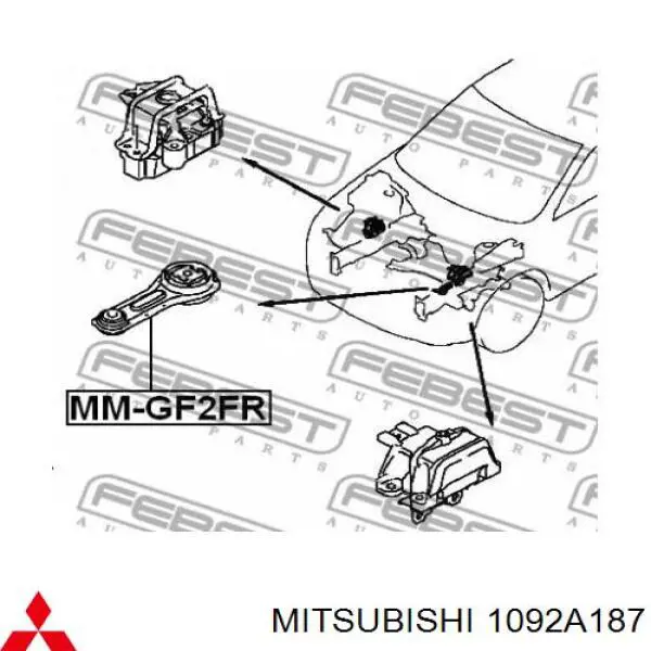 Coxim (suporte) dianteiro de motor Mitsubishi 1092A187