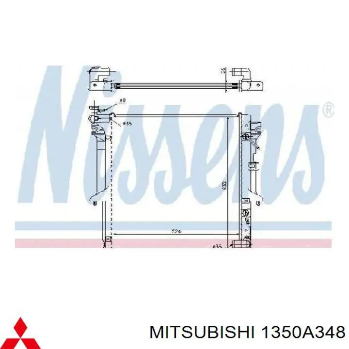 Radiador de esfriamento de motor Mitsubishi 1350A348 preço, a partir de 137,51 USD
