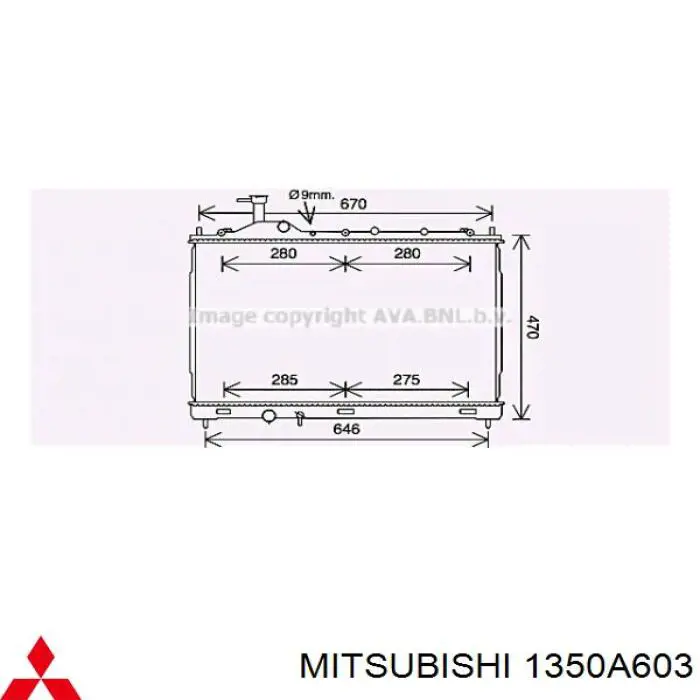 1350A603 Mitsubishi Radiador de esfriamento de motor