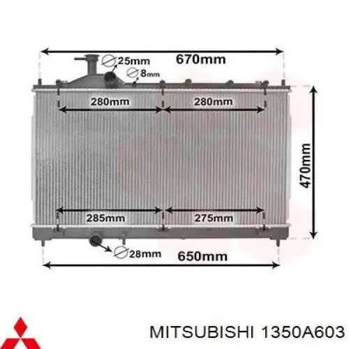 Radiador de esfriamento de motor Mitsubishi 1350A603 preço, a partir de 135,65 USD