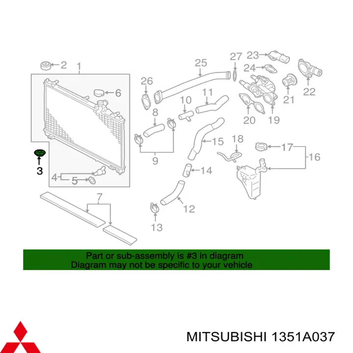 Consola (coxim de fixação) inferior do radiador Mitsubishi 1351A037 preço, a partir de 8,86 USD