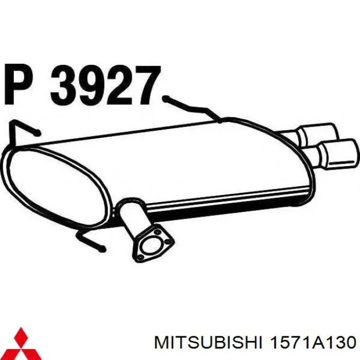 1571A130 Mitsubishi Silenciador, parte traseira