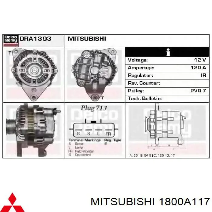 Gerador Mitsubishi 1800A117 preço, a partir de 261,99 USD