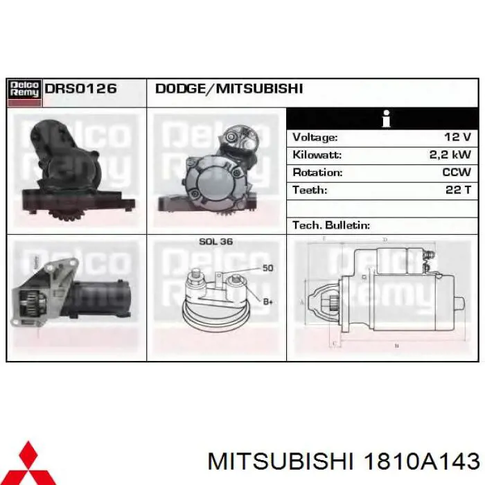 Motor de arranco Mitsubishi 1810A143 preço, a partir de 120,88 USD