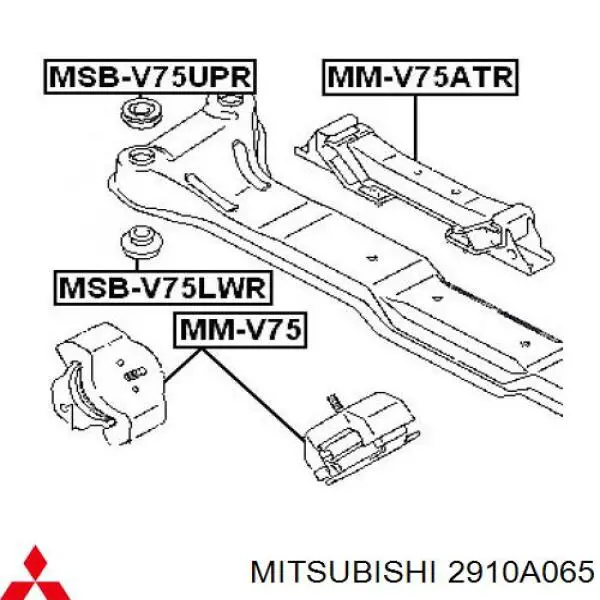 2910A065 Mitsubishi Bloco silencioso (coxim) de viga dianteira (de plataforma veicular)