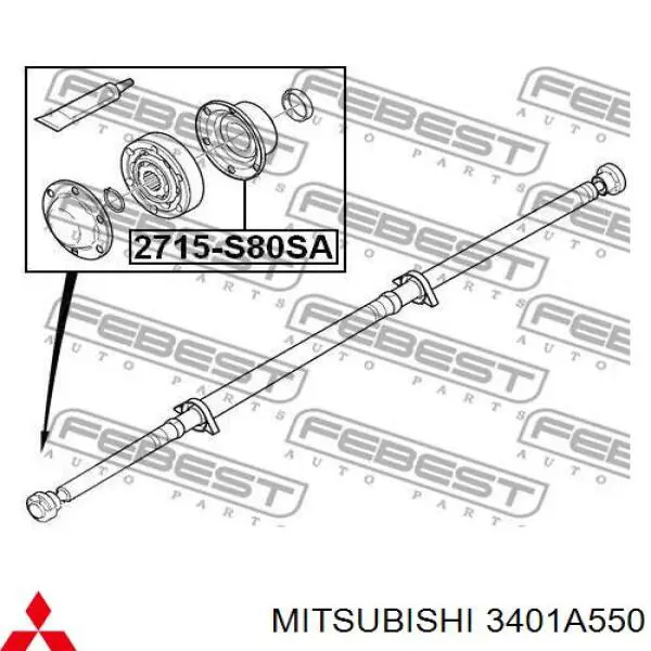 Junta universal até o eixo dianteiro Mitsubishi 3401A550 preço, a partir de 206,32 USD