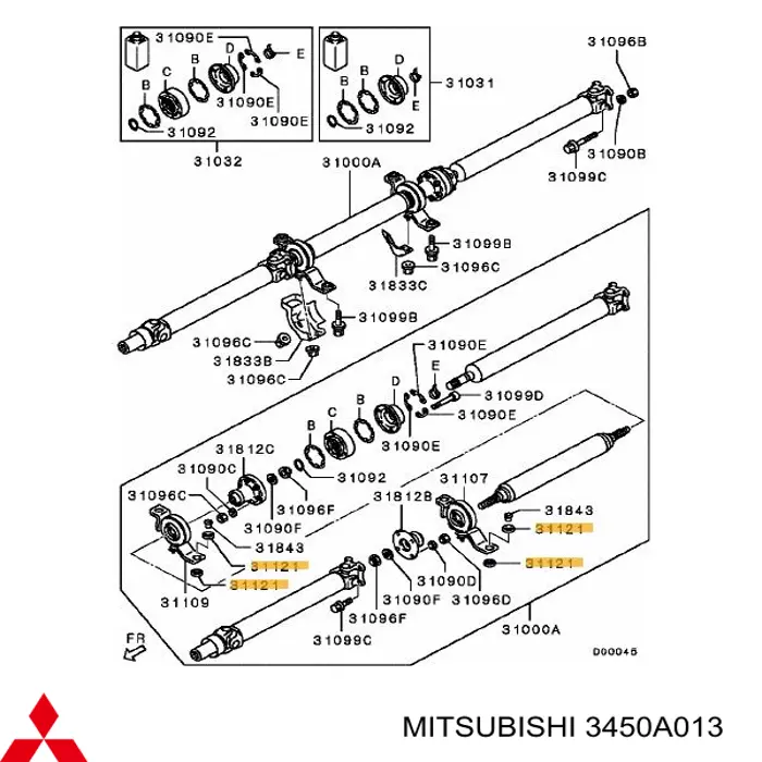 Compre 3450A013 Mitsubishi Rolamento suspenso da junta universal